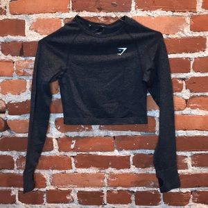 Gymshark Long Sleeve Crop Top - Black Marl